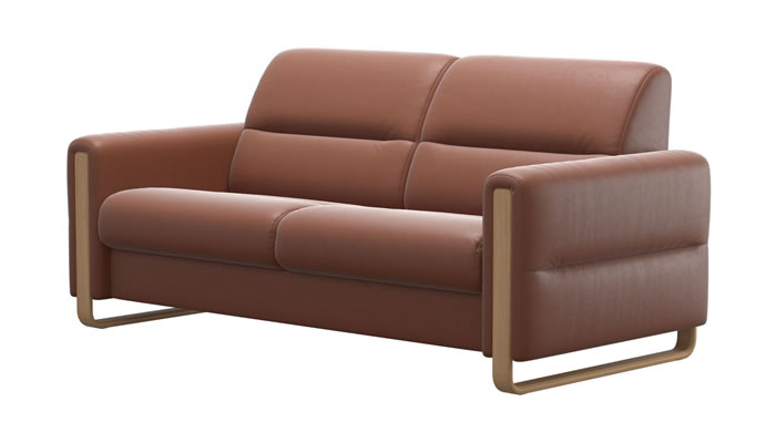 Stressless Fiona 2.5 Seater Sofa Wood Arm in Cori Copper Leather